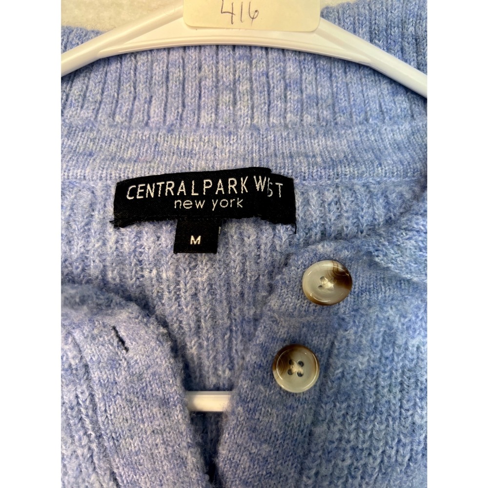 Central Park West Womens Light Blue Ribbed Knit Polo Collar Button Cardigan M - Picture 6 of 7